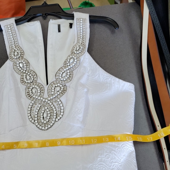 White Embellished Neckline Dress - Picture 9 of 10
